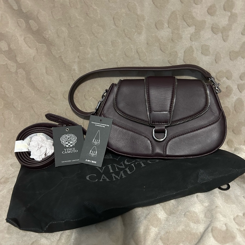 Vince Camuto Neale Leather Convertible (Shoulder or Crossbody) Handbag